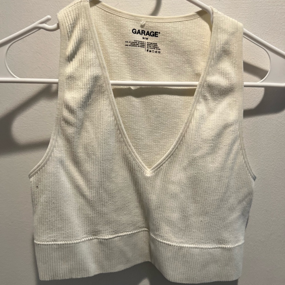 Garage V-neck crop tank